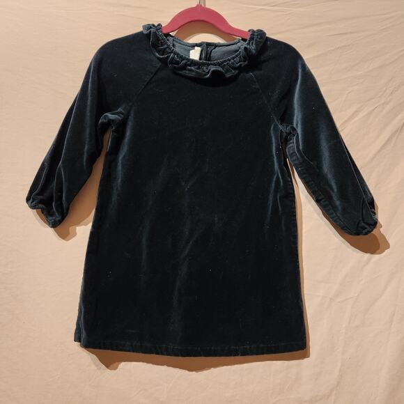 H&M Baby Girls Sz 2T / 3T Jade Green Velvet Long-Sleeve Dress Holiday Christmas - Picture 5 of 5